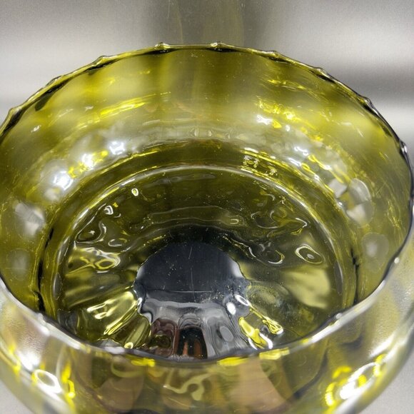 Vintage Empoli Italian Glass Large Bowl Dish Centerpiece Hand Blown Green Italy - Picture 6 of 15